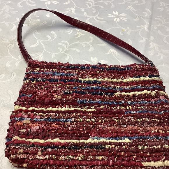 RAG RUG MATERIAL handmade lined purse shoulder bag. 14” - Picture 1 of 10